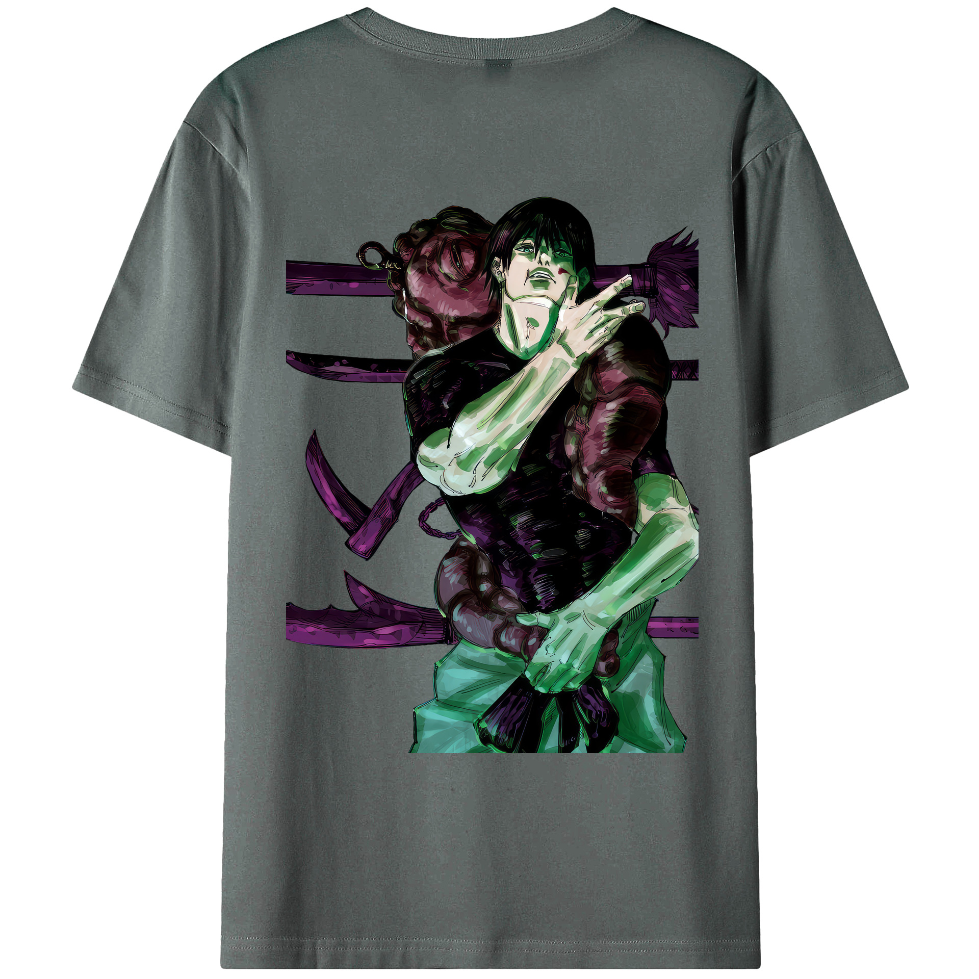 （画像用） 呪術廻戦 Jujutsu Kaisen 綿100％ メンズ半袖Tシャツ（バックプリント） 通気性